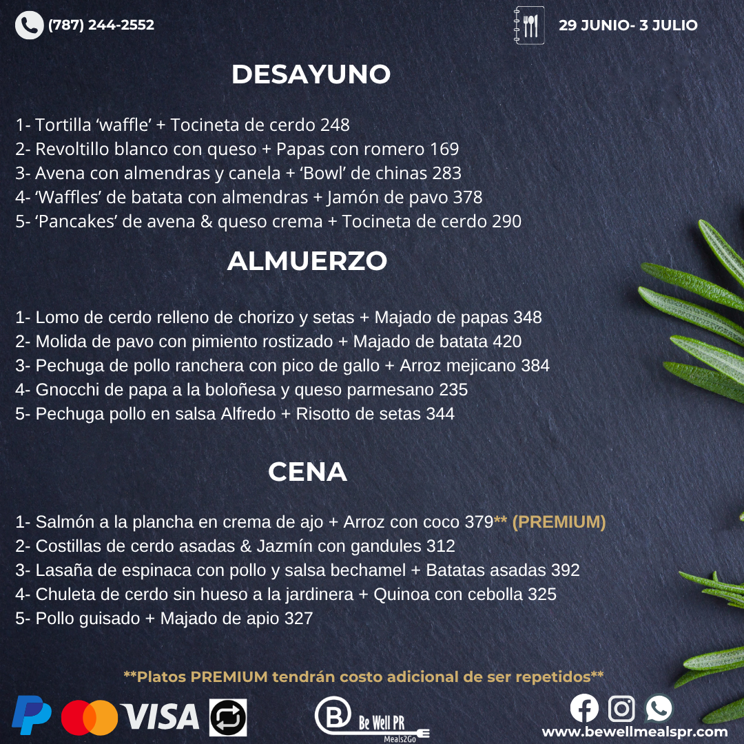 Menú – Be Well PR